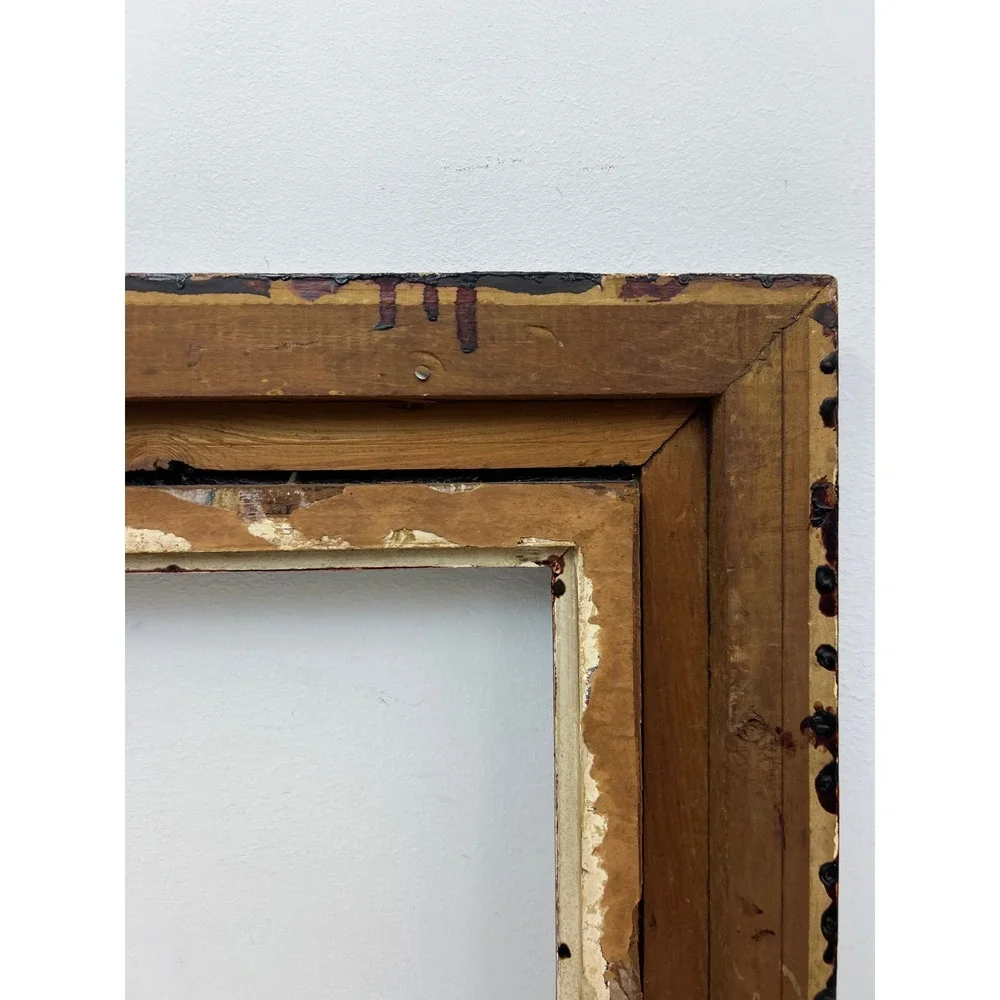 Vintage Ornate Gesso Picture Frame Dark Stain Antique Old Scrollwork Fits 16x20